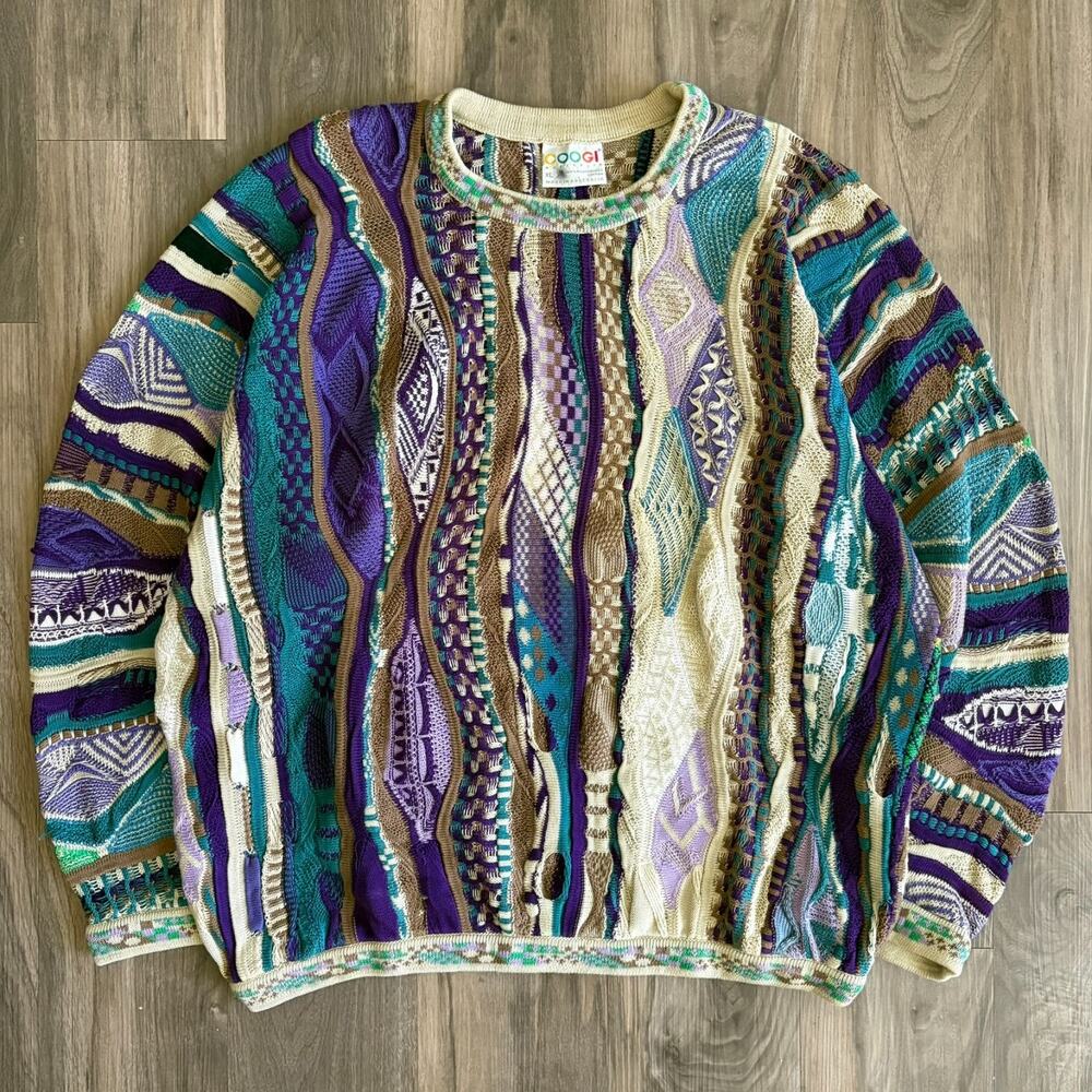 Vintage Coogi Australia Colorful 3D Knit Sweater Men's Size XL RARE Great Colors